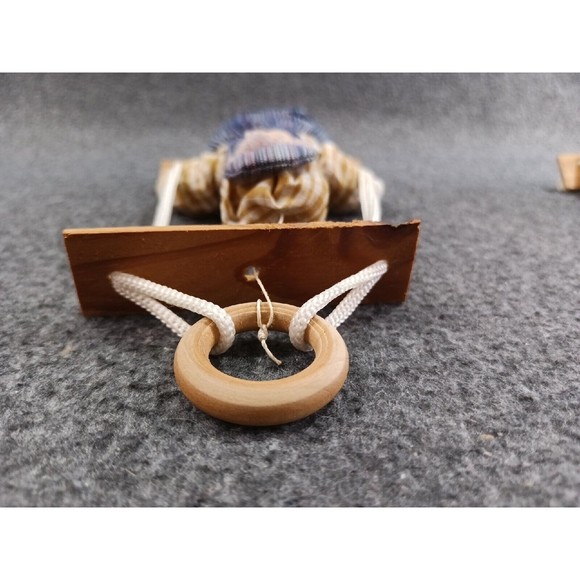 Vintage Porcelain Dolls Marionette Boy & Girl On A Wooden Swing Clown Doll - Picture 11 of 14